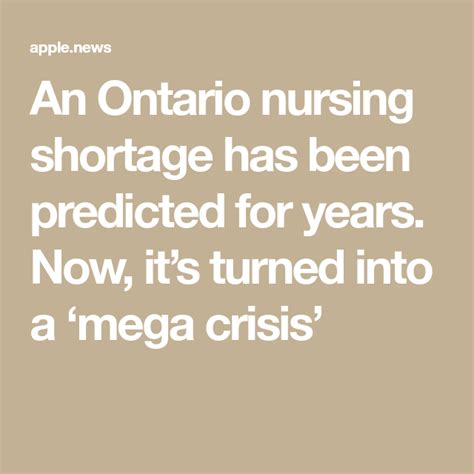 An Ontario nursing shortage has been predicted for years. Now, …