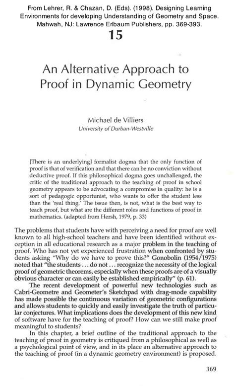 An alternative approach to proof in dynamic geometry