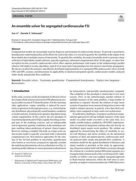 An ensemble solver for segregated cardiovascular FSI