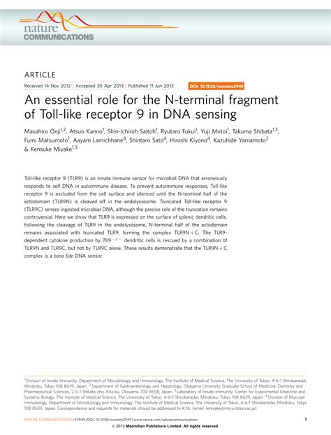 An essential role for the N-terminal fragment of Toll-like ... - Nature