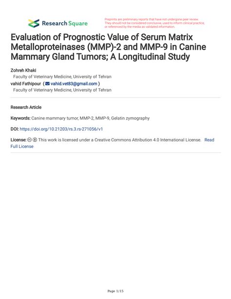 An evaluation of matrix metalloproteinase-9 (Mmp-9) and tissue ...