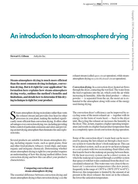 An introduction to steam atmosphere drying