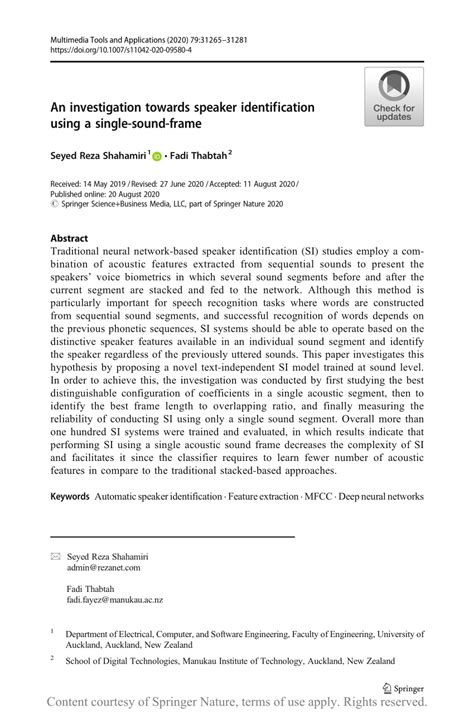 An investigation towards speaker identification using a single …