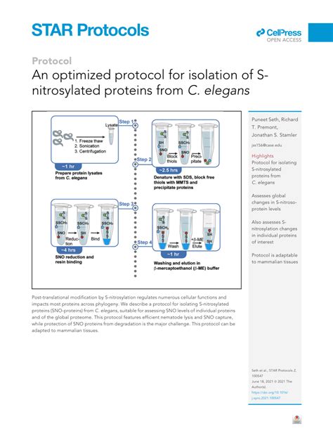 An optimized protocol for isolation of S-nitrosylated proteins …