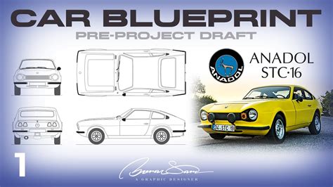 Anadol STC-16 Car Blueprint Timelapse Pre-Project Draft. 