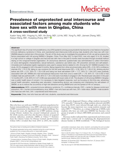 Anal intercourse prevalence homosexual men.  Aim: Objectives This study inves...