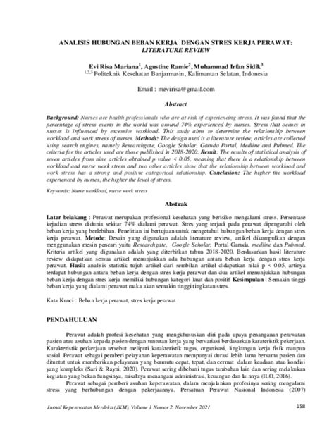 Analisis Hubungan blabla dengan stres kerja pdf