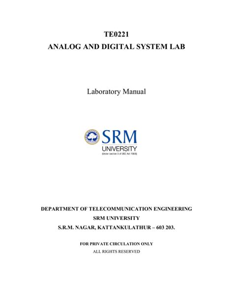 Analog and digital system lab manual. - Cell dyn 1700 manual de servicio.