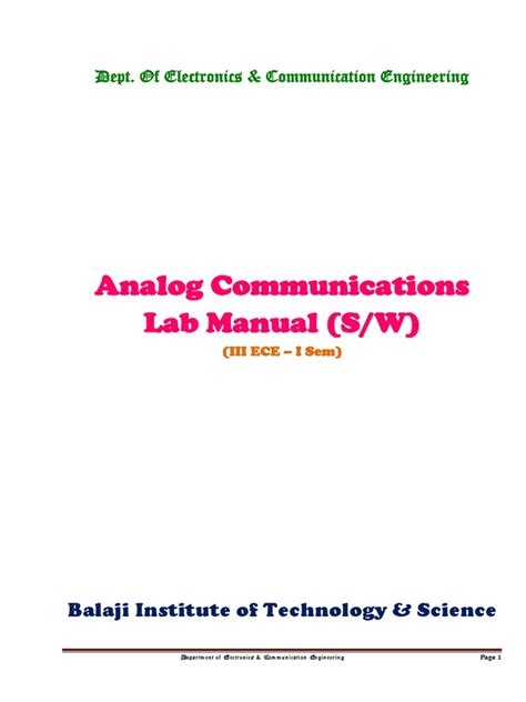 Analog communication lab manual frequency modulation. - Dinámica de gases zucrow solución manual.