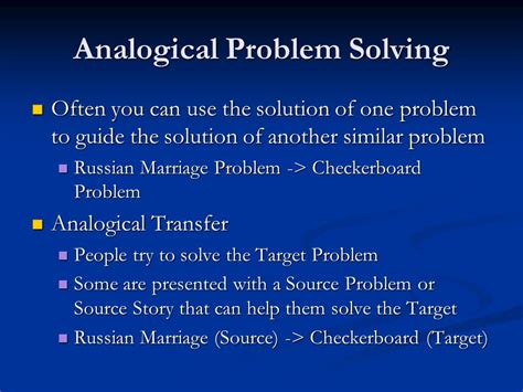 Analogies in problem solving.  In both cases it helps to have a map (i.  Thre...
