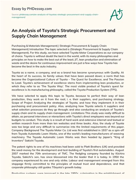 Analysis Of Toyotas Strategic Capabilities Management Essay