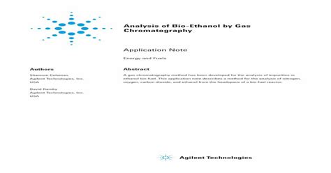 Analysis of Bio-Ethanol by Gas Chromatography - Agilent …