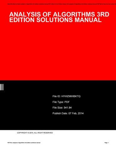 Analysis of algorithms 3rd edition solutions manual. - Kenmore ultra wash manual model 665.