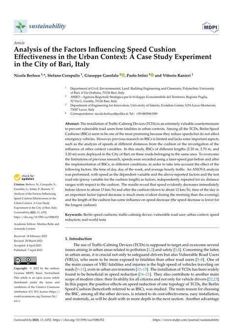 Analysis of the Factors Influencing Speed Cushion Effectiven