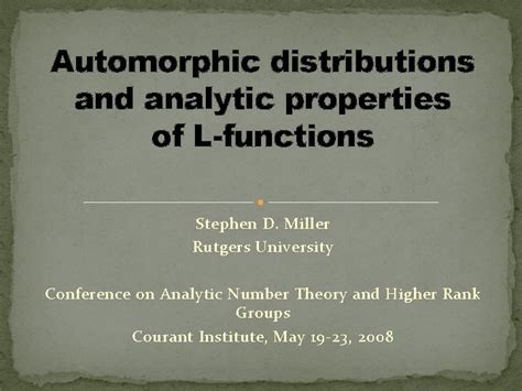 Analytic Properties Of Automorphic L Functions
