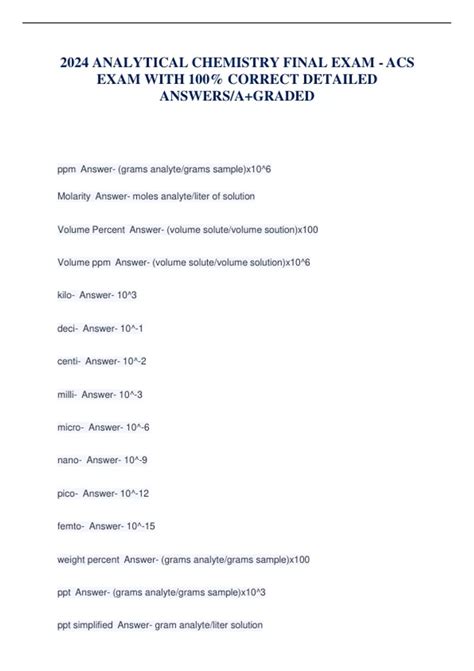 Analytical Chemistry Acs Exam Study Guide