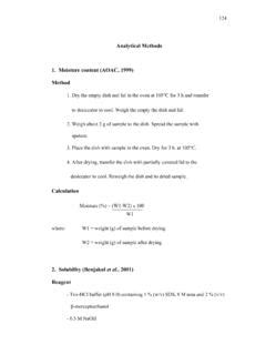 Analytical Methods 1. Moisture content (AOAC, 1999) Method