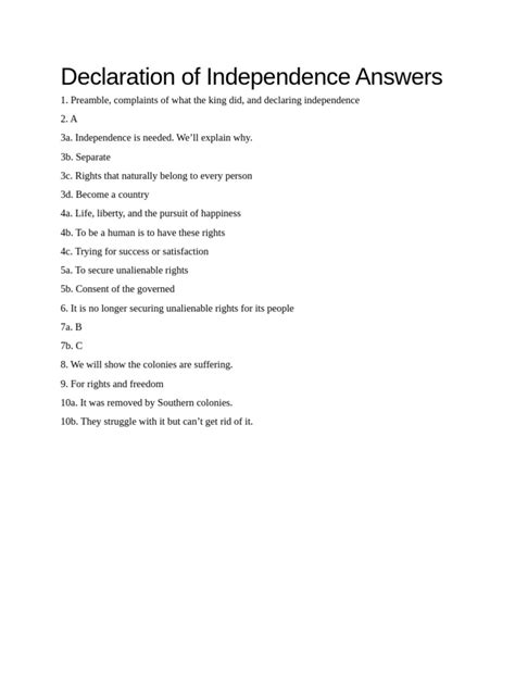 Analyzing the text declaration of independence answers. ELA-Literacy.  Wh...