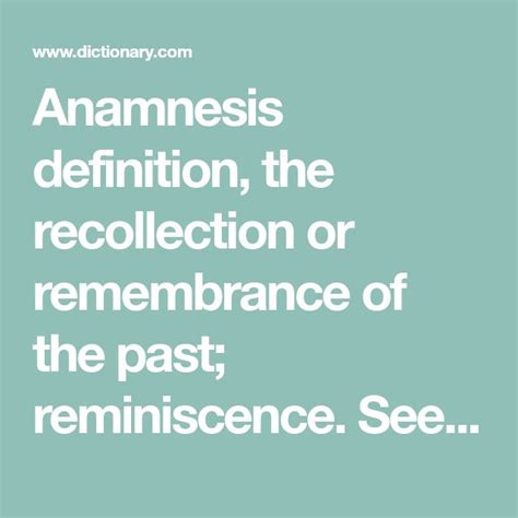 Anamnesis Definition & Meaning - Merriam-Webster