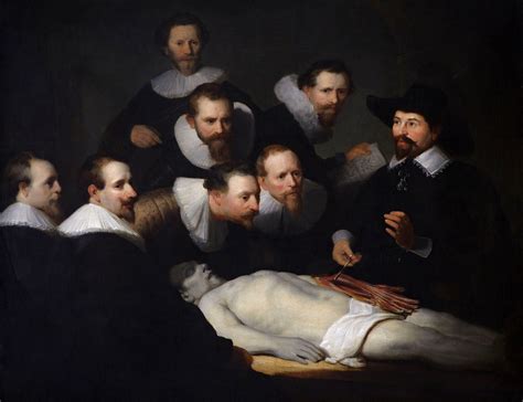 In his painting Anatomy Lesson of Dr. Nicolaes Tulp, which aspect of the traditional group portrait has Rembrandt modified to enliven the painting? Arrangement of figures In paintings such as Et in Arcadia Ego, Poussin chose to emulate the rational order and grandly severe style of which artist?.