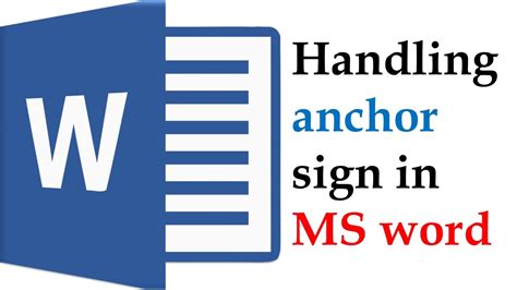 Anchor sign with objects in MS word YouTube