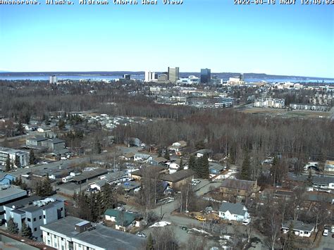 This streaming webcam is located in Alaska. Anchorage (Alaska Airmen) - The current image, detailed weather forecast for the next days and comments. Add a webcam! Broadcast; Forums; ... Anchorage - Lake Hood Seaplane Base <1 km (0.62 mi) Anchorage - Midtown 5 km .... 