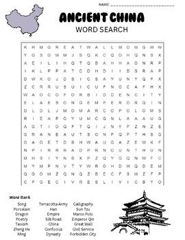 Ancient China Word Search Answer Key alex