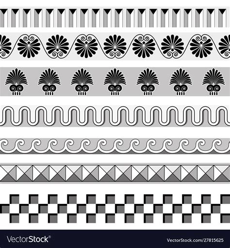 Ancient Greek seamless borders frames pattern set Stock Vector Image