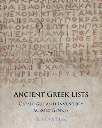 Ancient greek lists catalogue and inventory across genres