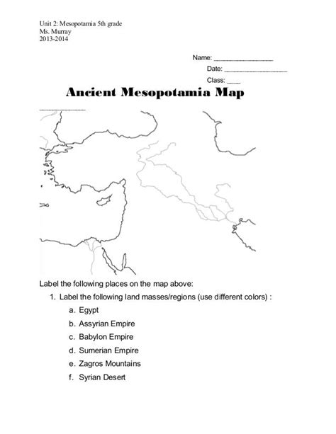 Ancient mesopotamia map_worksheet PDF Worksheets Library
