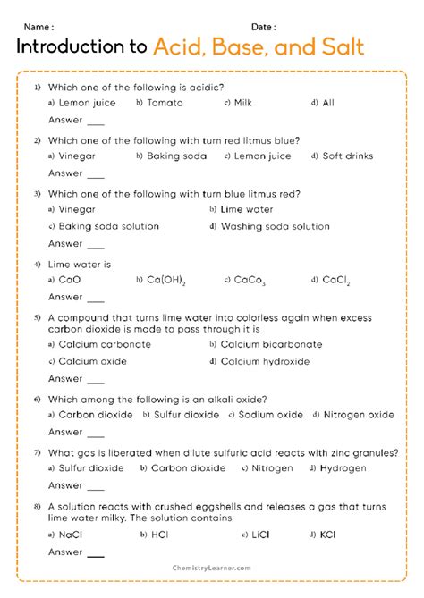And Acids Worksheet Bases Defining Answers