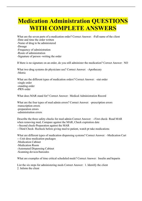 And Administration Regarding Medication Answers Questions