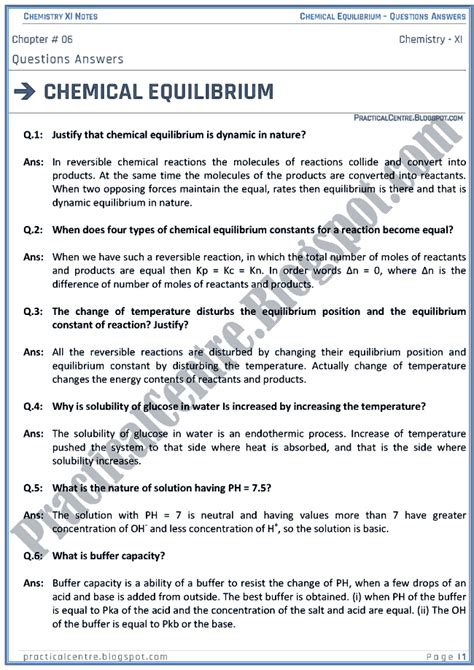 And Answers Equilibrium Chemical Lab Pre Questions