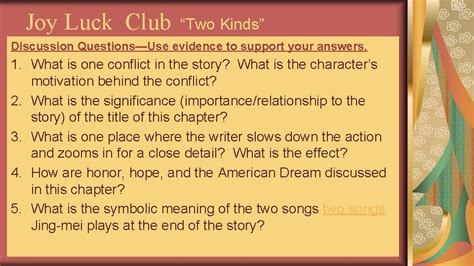 And Answers Joy Luck Discussion Club Questions