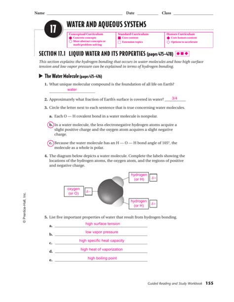 And Aqueous Answer Workbook Systems Water Key