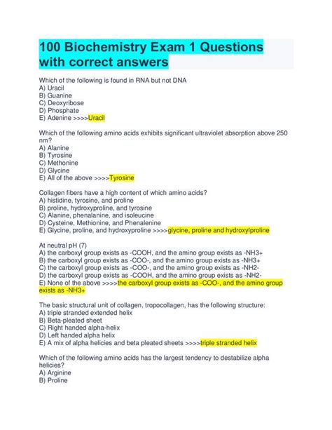 And Biochemistry Quiz Answers Questions