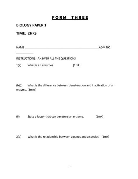 And Biology 3 Form Answers Questions