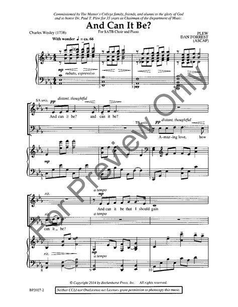 And Can It Be? (SATB ) by Dan Forrest J.W. Pepper Sheet …