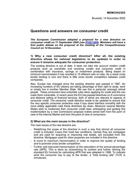 And Consumer Credit Answers Questions