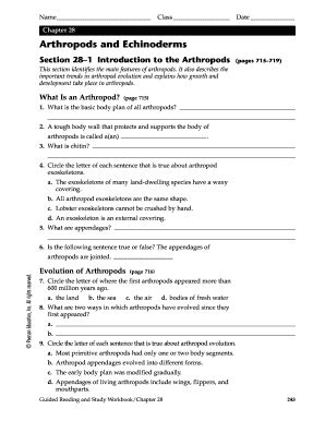 And Echinoderms Answer Arthropods Key