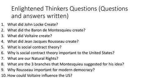 And Enlightenment Test Answers Questions