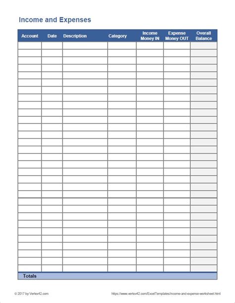 And Expense Worksheet Pdf Free