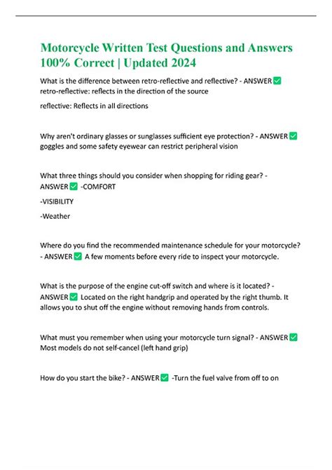 And Free Test Motorcycle Answers Questions