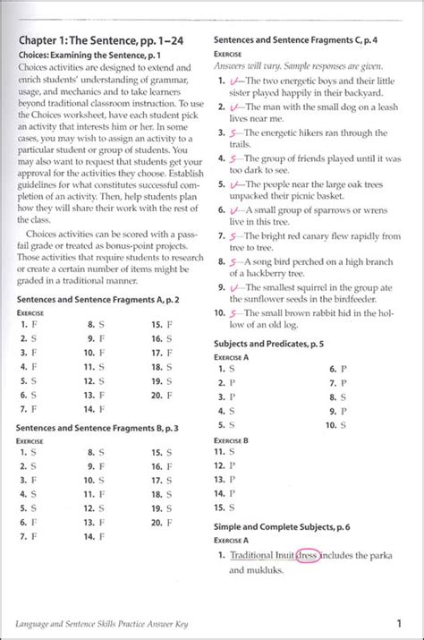 And Holt Skills Practice Language Sentence Answers