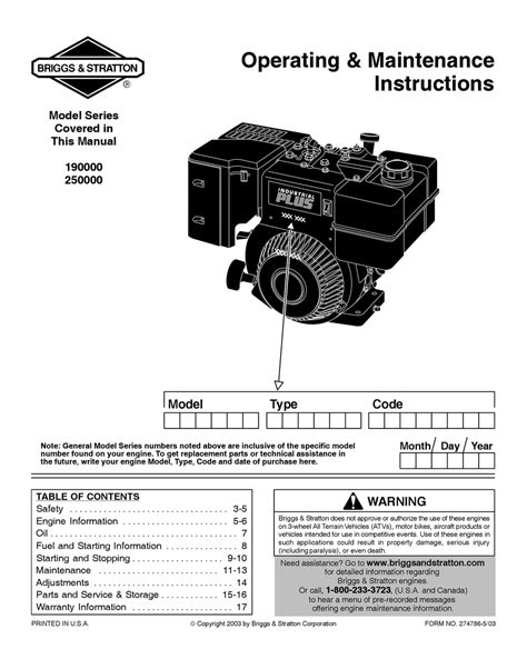 And Manuals Service Stratton Briggs