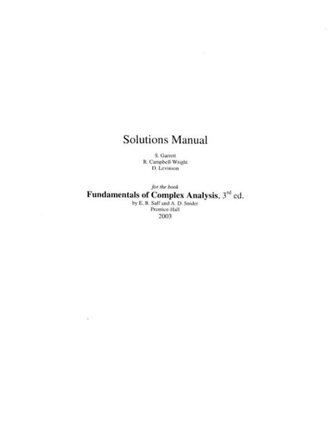 And Mathematics Complex Engineering Solutions Analysis Manual For