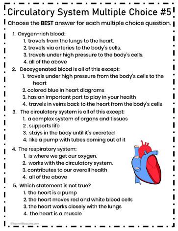 And Multiple Circulatory Questions System Answers Choice