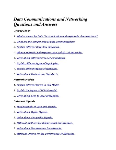 And Networking Communication Data Answers Questions
