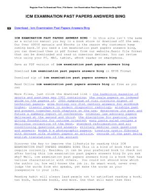And Past Icm Answers Questions