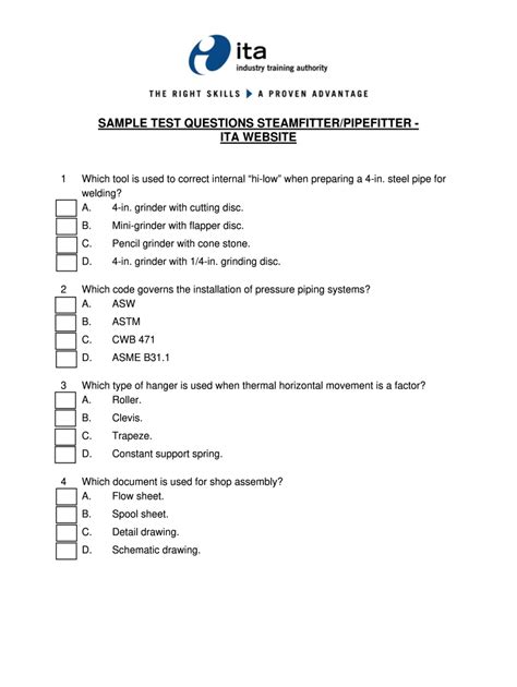 And Pipefitting Test Answers Questions
